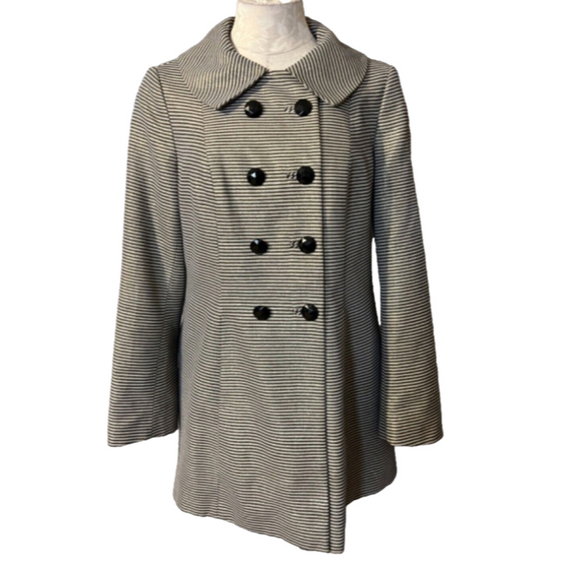Banana Republic Coat M Medium Black Gold Cream Cotton - Picture 1 of 14